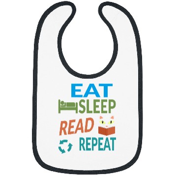 Discover Cute Kitty Cat Face Eat Sleep Read Repeat Bibs