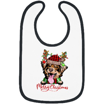 Discover Australian Shepherd Dog Reindeer Christmas Light Dog Lover 122 Bibs