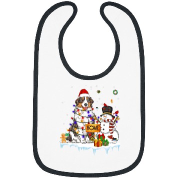 Discover Australian Shepherd Dog Christmas Snowman Santa Hat Tree Bibs