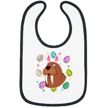 Discover Funny Easter Egg Lover Bunny Ear Walrus Face Easter Sunday Bibs