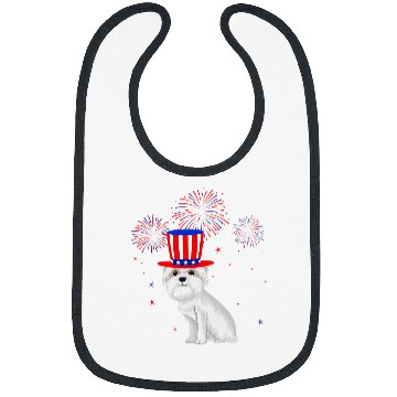 Discover Dog Maltese Red White Blue Fireworks Decor 4th Of July Bibs