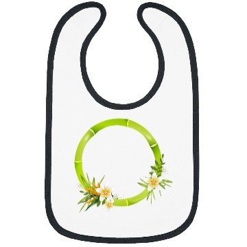 Discover Bamboo frame with leaves and exotic flowers Bibs