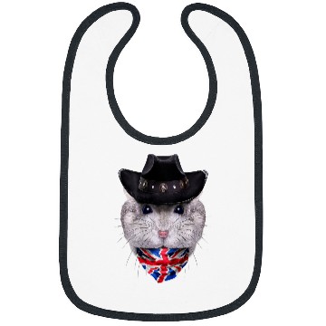 Discover Grey Dwarf Hamster in Cowboy Hat and Union Jack Bandana Bibs