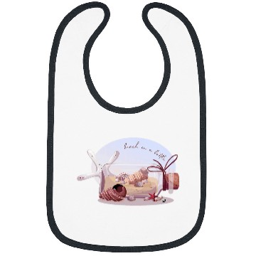 Discover Bottle with sand and seashells illustration Bibs