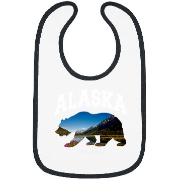 Discover Alaska Wilderness Bear Silhouette Graphic Design Bibs