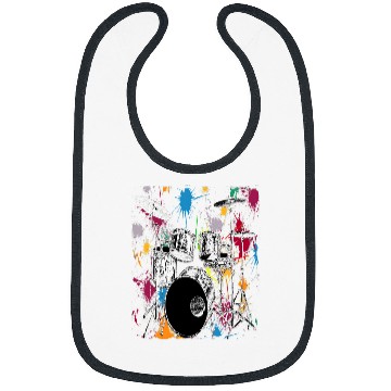 Discover Drums Drummer Silver Drum Set Artistic Design Gift Tee Drums Bibs