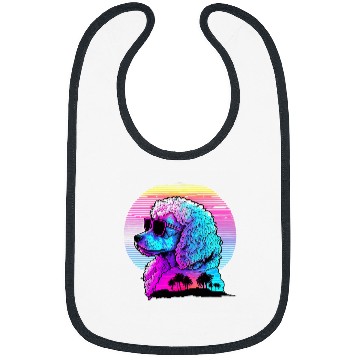 Discover Poodles Synthwave Sunset Aesthetic Poodle dog Bibs