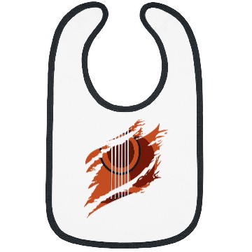 Discover Artistic Acoustic Guitar Ripped Illustration Image Bibs