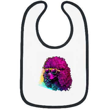 Discover Poodles 80s Synthwave with Poodle Retrowave Poodle dog Bibs