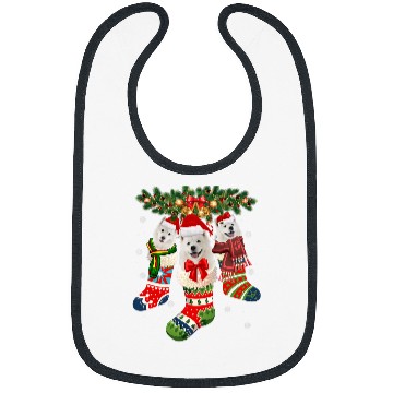 Discover Dog Samoyed Three Samoyed In Sock Christmas Santa xmass Dog Bibs