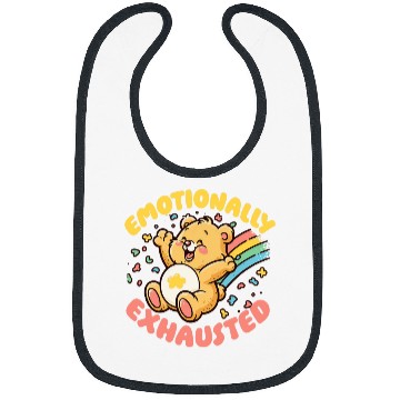 Discover Emotionally Exhausted Adorable Bear with Colorful Rainbow Bibs