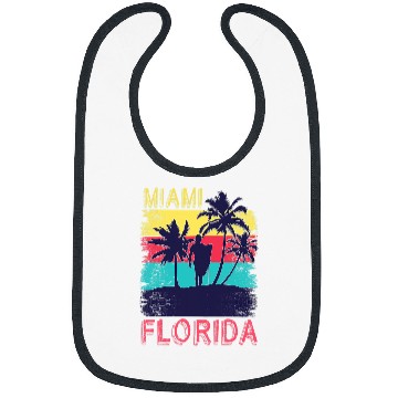 Discover Surf Life Retro Summer Surfing South Beach Tropical Miami Florida Bibs