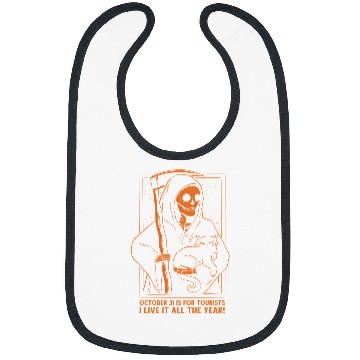 Discover Funny Halloween Tourists Grim Reaper October 131 Bibs