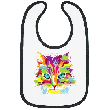Discover Cat Face MultiColored Art Bibs