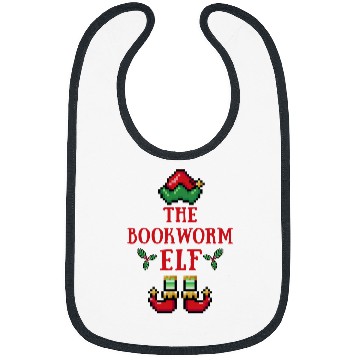 Discover Bookworm Elf Matching Family Group Christmas Pixel Art Bibs
