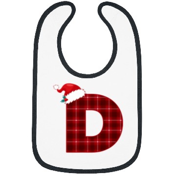 Discover Christmas Plaid Initial Letter D Monogram Santa Hat Graphic Bibs