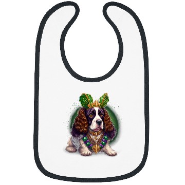 Discover Mardi Gras King Queen English Springer Spaniel dog 3 Bibs