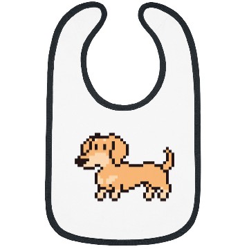Discover Dachshund 8 Bit Pixel Art Cream Bibs