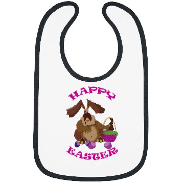 Discover Funny Easter Bunny in the Basket Eating Chocolate Rabbit Bibs
