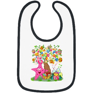 Discover Bunny Starfish Hunting Easter Eggs With Chick Cute Tree Bibs