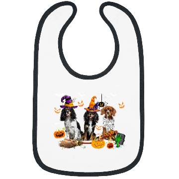 Discover Three Cavalier King Charles Spaniel Dogs Mummy Witch Lover Bibs