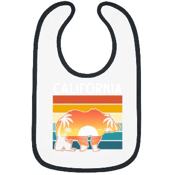 Discover Funny Bear Retro Californian Grizzly Bear Summer Palm Trees californias Cute Bears Bibs