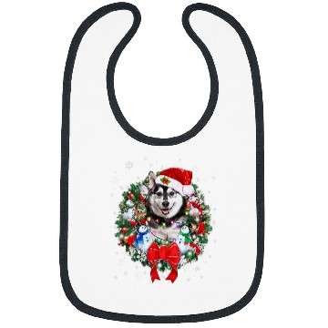 Discover Dog Husky Christmas Wreath Decoration xmass Pajamas Bibs