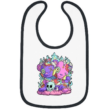 Discover Funny Bear Kawaii Pastel Goth Teddy Bear Skull Flames Eyes Cute Bears Bibs