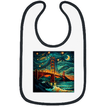 Discover Surrealism Starry Night Golden Gate Bridge Bibs