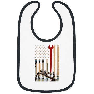 Discover Ironworker Flag American Engineer Bibs