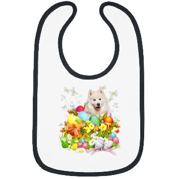 Discover Dog Samoyed Bunny Dog With Easter Eggs Basket Cool Bibs