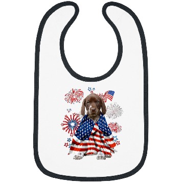 Discover Dog German Shorthaired Pointer Dog American USA Flag 4th of July Bibs