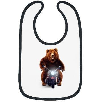 Discover Funny Bear Biker Grizzly Bear Riding Motorcycle Cute Bears Bibs