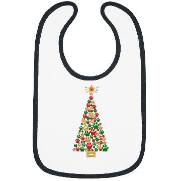 Discover Dog Lovers Cute and Funny Dog Paws Prints Tree Christmas Bibs
