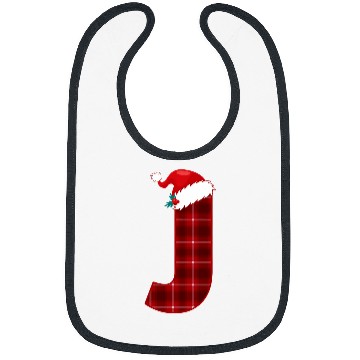 Discover Christmas Plaid Initial Letter J Monogram Santa Hat Graphic Bibs