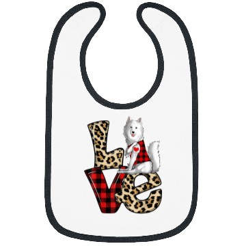 Discover Dog Samoyed Love Leopard Plaid Happy Valentines Day Dog Lover Bibs