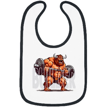 Discover Angry Body Builder Buffalo lifting barbell Standard Bibs