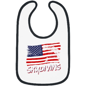 Discover Skydiving Gift Skydive Parachute Skydiver Parachutist USA Flag Distressed Bibs