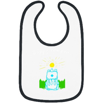 Discover Happy Camper Quote Hiking Wanderlust Mountain Camping Bibs