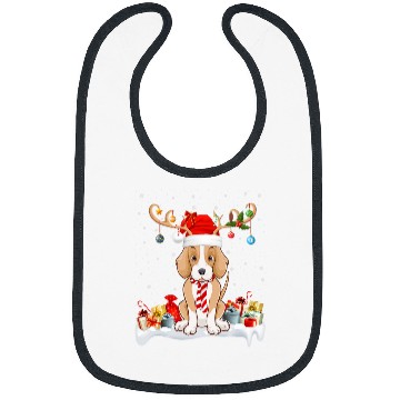 Discover Funny xmass Lighting Reindeer Santa Hat Foxhound Christmas Bibs
