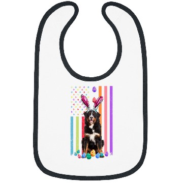 Discover Easter Day American Eggs Flag Bernese Mountain Dog Funny Bibs