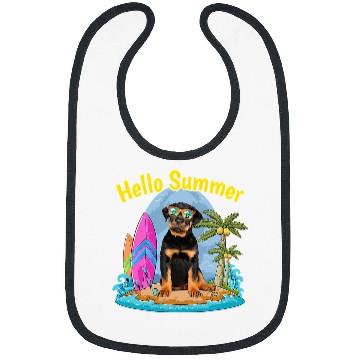 Discover Dog Rottweiler Hello Summer Dog Lover Vacation Bibs