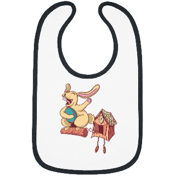 Discover Rabbits Easter Bunny Cuckoo Clock Rabbit Easter Egg Laughing Holiday 6 Bibs