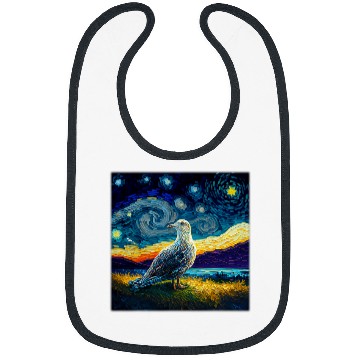 Discover Seagull Lover Surrealism Starry Night Seagull Bibs