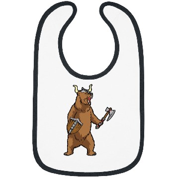 Discover Funny Bear Warrior Viking Bear Valhalla Nordic Bear Fighter Cute Bears Bibs