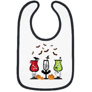 Discover vintages Halloween Wines Glass Pumpkin Devil Witch Ghost33 Bibs