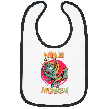 Discover Funny Ninja Monkey Martial Art Karate Monkey Banana Bibs