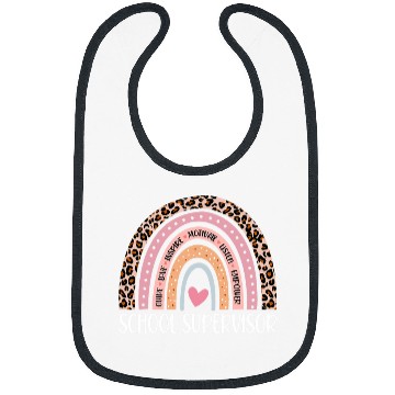 Discover Funny School Supervisor Rainbow Leopard Print Bibs
