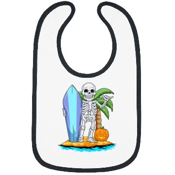 Discover Skeletons Skulls Surfing Halloween Jack O Lantern Pumpkin Surfer Skull Bibs