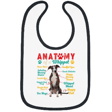 Discover vintages Anatomy Of A Whippet Funny Dog Owner Lover Bibs